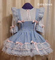 Schoolgirl Gingham Dress with Bows, Sissy, Lolita, Costume, Rave, Cosplay