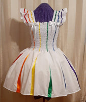 Sundress - Pride dress, White cotton with 6 LGBTQ ribbon colours, Sissy, Lolita, Costume, Rave, Cosplay