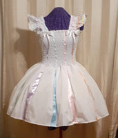 Sundress - Pride dress, White cotton with 6 LGBTQ ribbon colours, Sissy, Lolita, Costume, Rave, Cosplay