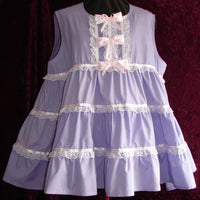 Tiered Cotton Blend Dress, Lace, Ribbon, Sissy, Lolita, Costume, Rave, Cosplay